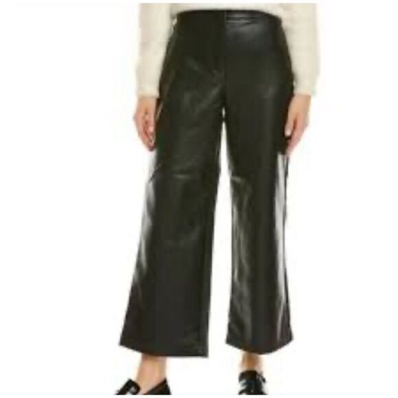 BAGATELLE COLLECTION | Black Faux Leather High Waist Crop Wide Leg Pants | XL - Picture 1 of 8